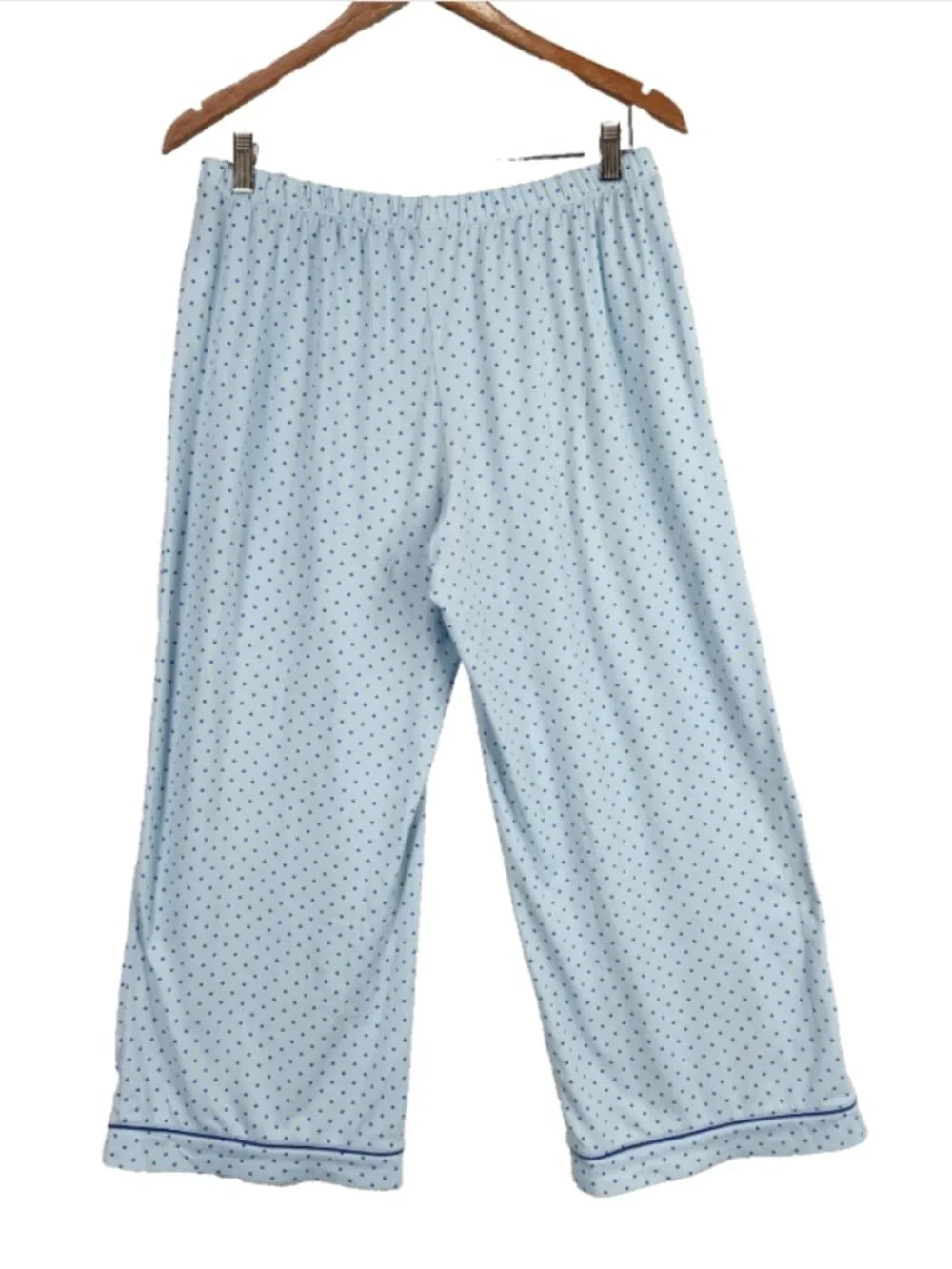 Kate Spade Crop Pajamas Womens M Blue Polka Dot New York Comfy Luxury Capri